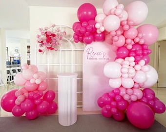 Pink balloon garland/ Pink Quinceañera/ Pink Sweet Sixteen/ Flamingo Party Balloons/ Girl Babyshower Decor Balloons/ Barbie Party Decor/