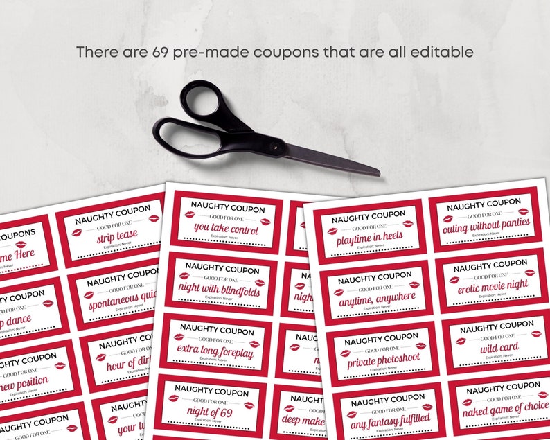 Naughty Coupons Printable Naughty Gifts for Him Sexy Etsy