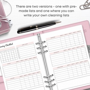 Cleaning Checklist Printable, Cleaning List, Cleaning Schedule, Weekly Cleaning, Planner Inserts, US Letter, Half Letter, A4, A5, Pdf image 2