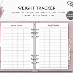 Weight Tracker Printable, Weight Loss Tracker, Weight Gain Tracker, PlanerEinlagen, Weight Log, US Letter, Half Letter, A4, A5, Pdf