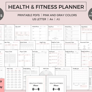 Fitness Planner Printable, Health Planner, Workout Planner, Weight Loss Tracker, Workout Calendar, Meal Planner, 2023, 2024, PDF