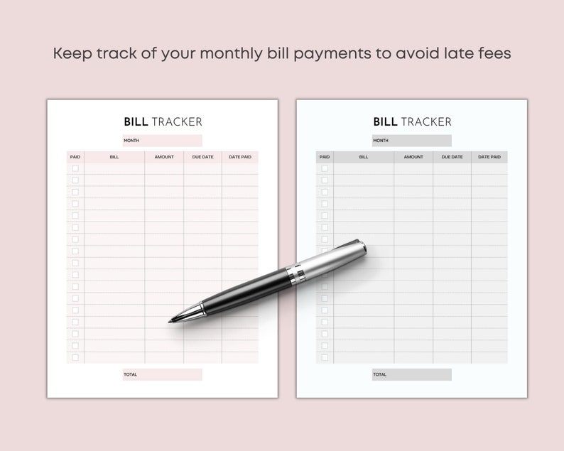 Monthly Bill Tracker Printable, Editable and Fillable PDF, Bill ...