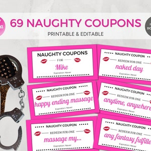 Naughty Coupons Printable, Naughty Gifts for Him, Sexy Coupons, Gift for Him, Gift for Her, Love Coupons, Naughty Coupon Book for Him