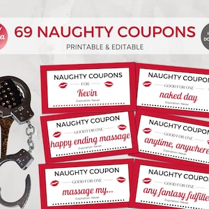 Naughty Coupons Printable, Naughty Gifts for Him, Sexy Coupons, Gift for Him, Gift for Her, Love Coupons, Naughty Coupon Book for Him