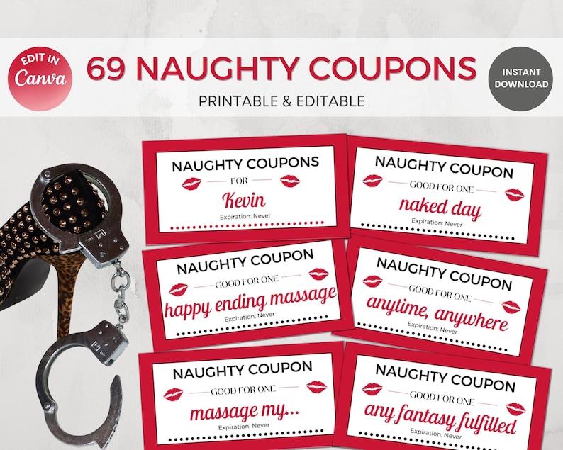 Naughty Coupons Printable Naughty Gifts for Him Sexy Etsy