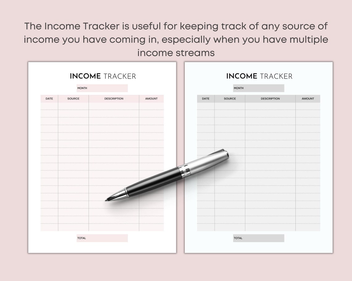 Monthly Income Tracker Printable, Editable and Fillable PDF, US Letter ...