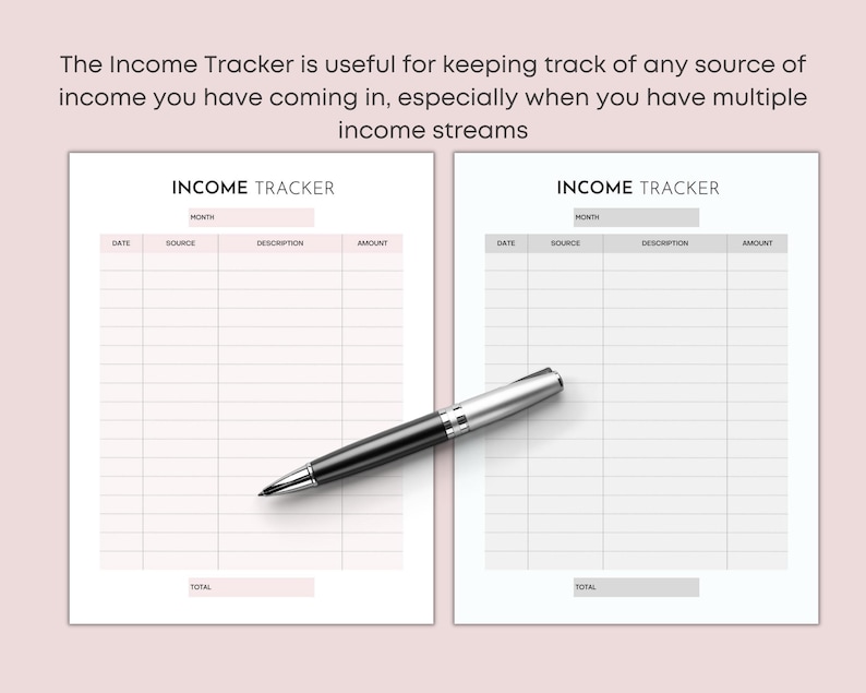 Monthly Income Tracker Printable, Editable and Fillable PDF, US Letter, Half Letter, A4, A5 - Etsy