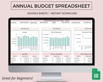 Annual Budget Spreadsheet, Google Sheets Budget Template, Financial Planner, Monthly Budget Spreadsheet, Budget Tracker, Budget Planner