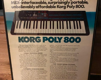 Korg Poly 800 Synthesizer Vintage Music Magazine Ad 1983