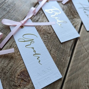 Wedding Place Names | Name Tags | Name Cards | Guest Names | Gold Foil Name Cards | Table Place Names | Pink | Debossed | Personalised