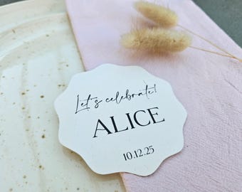 Wavy Let's Celebrate Wedding Table Place Names | Place Card Name Tags | Table Seating Names | Guest Names | Table Decor | Wedding Decor