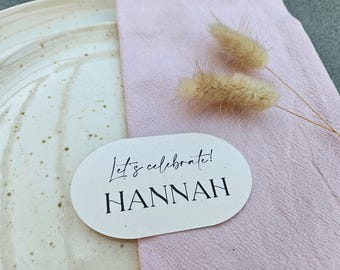 Oval Let's Celebrate Wedding Table Place Names | Place Card Name Tags | Table Seating Names | Guest Names | Table Decor | Wedding Decor