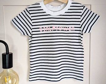 Girl Power T-shirt | Girl Power Top | Girls Tee | Breton Striped Top | Children's T-Shirt