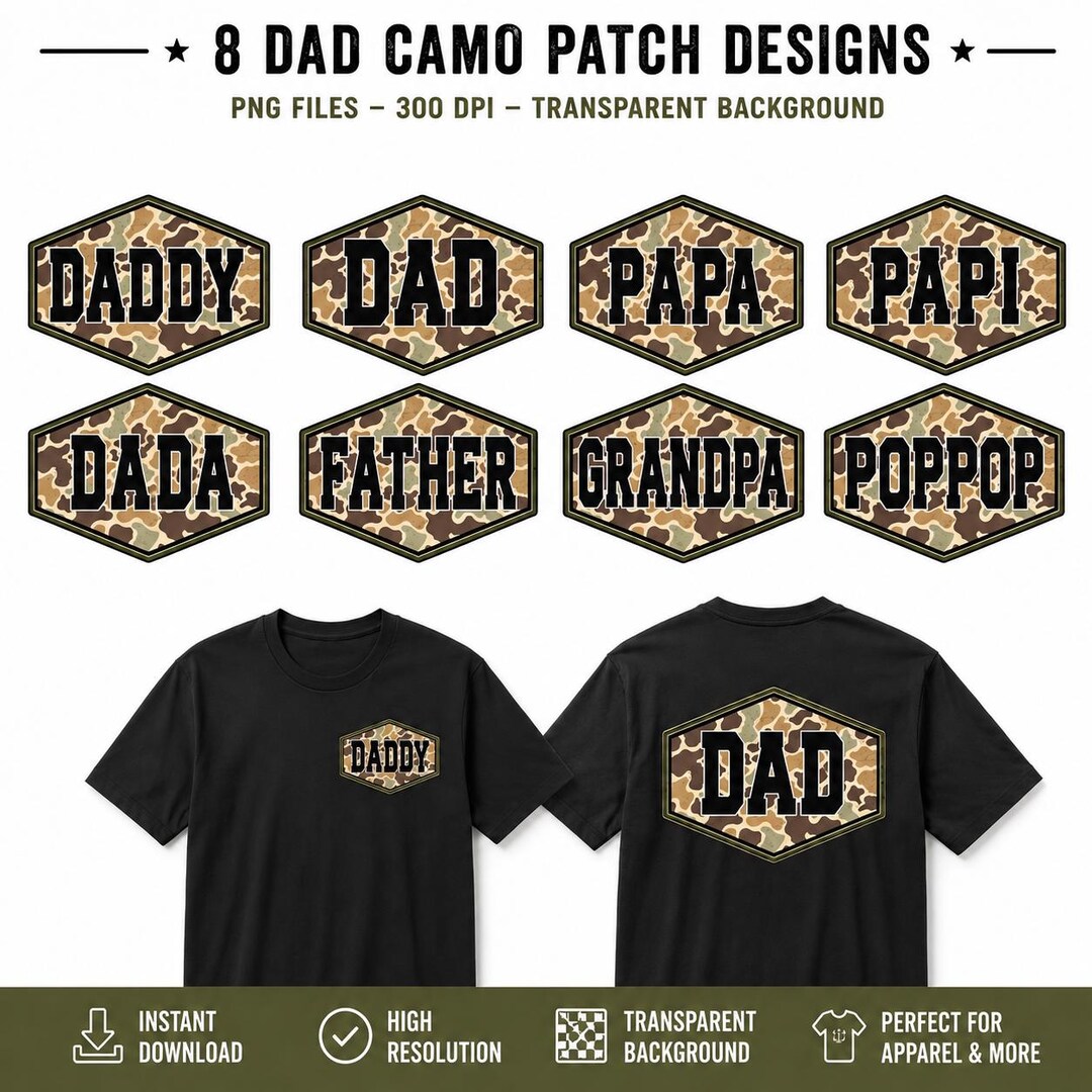 Distressed Camo Dad PNG Bundle, Vintage Hunting Daddy Design for Father ...