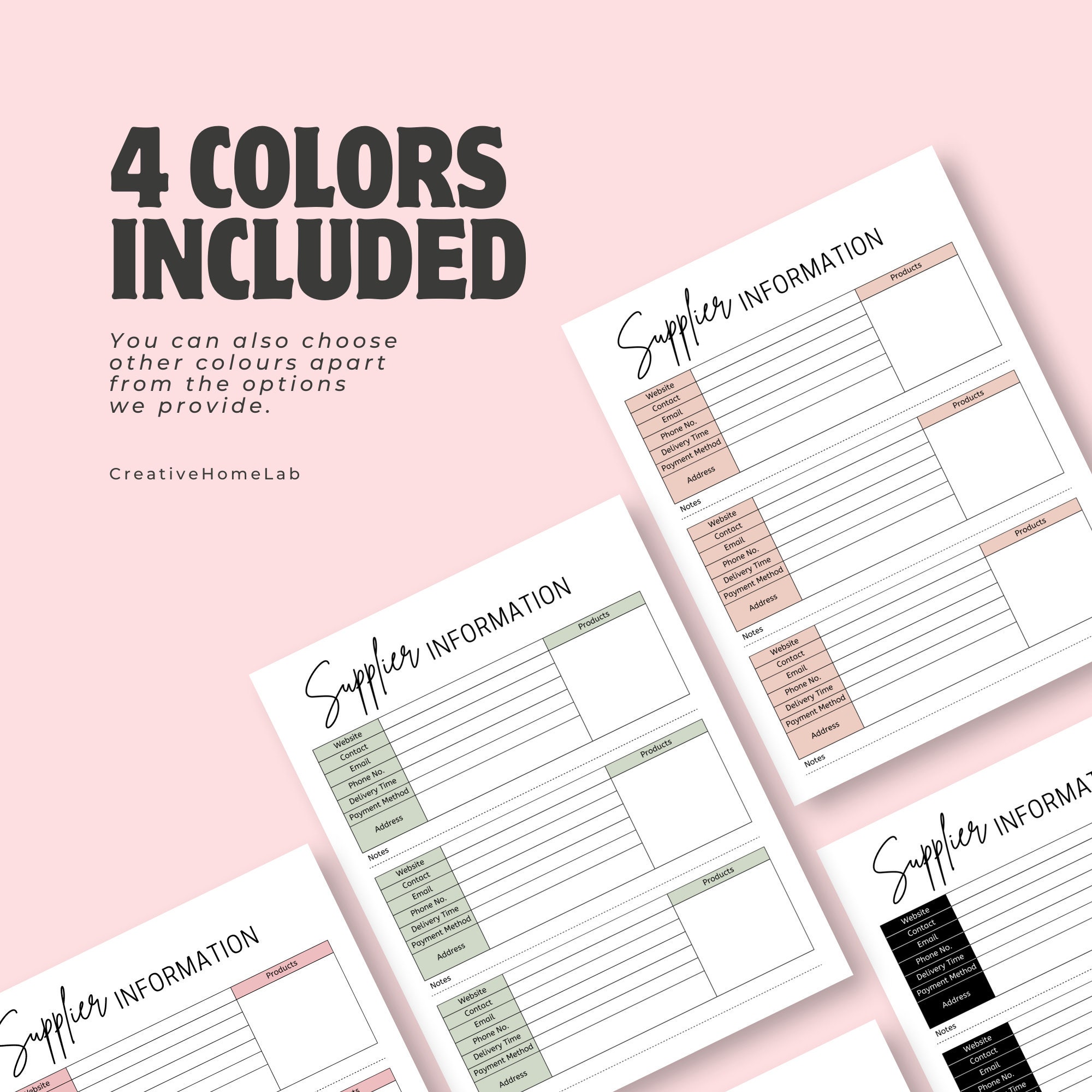 Canva Printable Supplier Information, Supplier Comparison, Craft ...