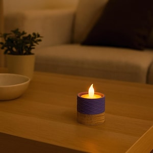 Columinas Waffles LED tealight holder – oak wood & 3D printing | Colorful candle decoration | Handmade in Münster | For electronic tealights
