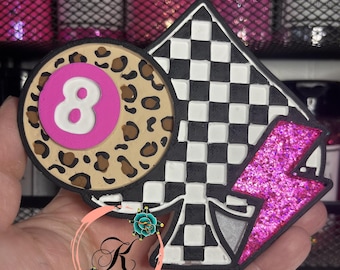 Checkered Spade with 8 Ball Car Freshener