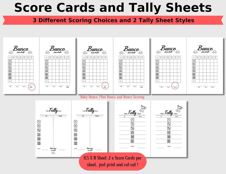 Custom Bunco Game PDF Printable Bundle, Bunco Pick A Theme, Bunco Score ...