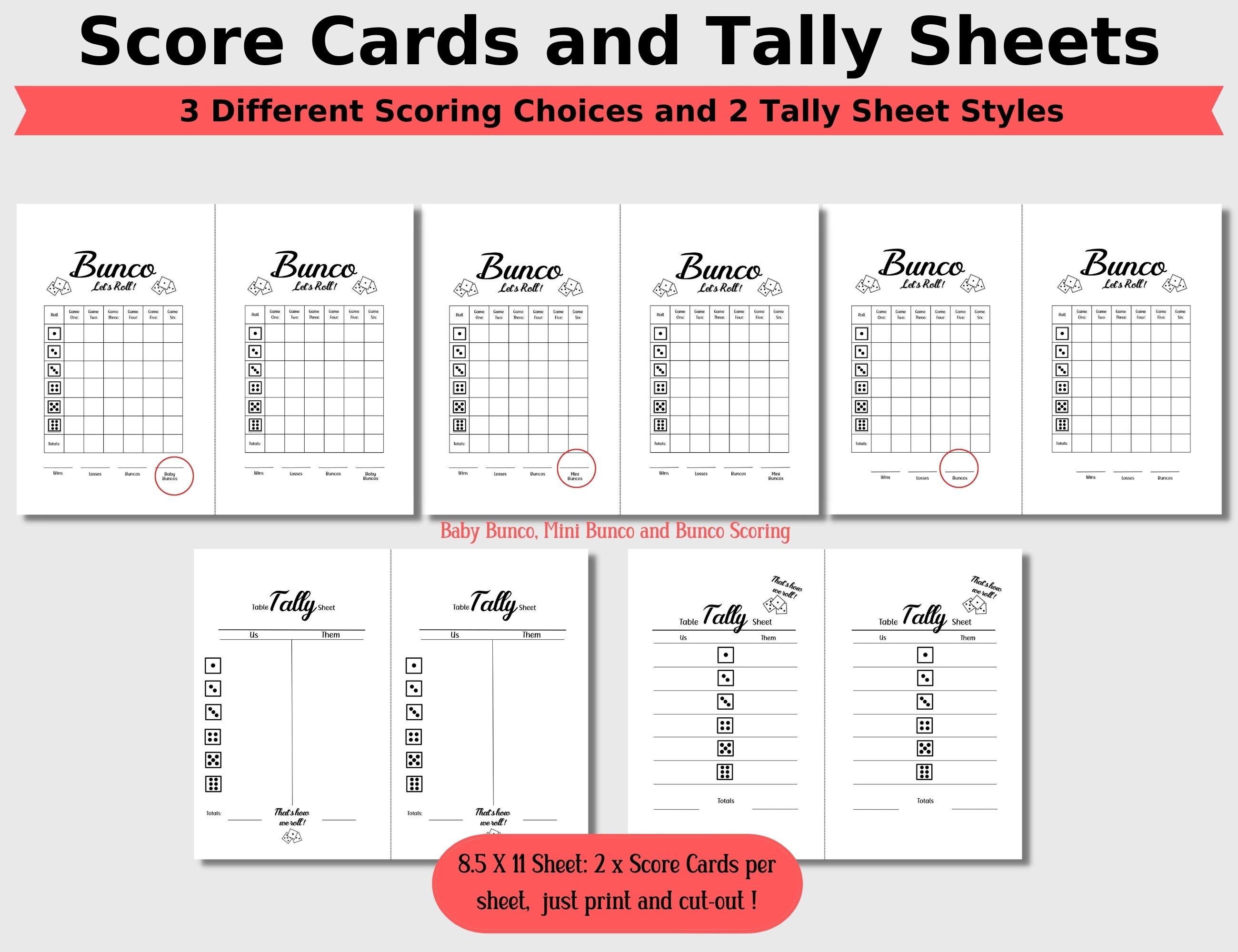 Bunco Game PDF Printable Bundle, Bunco Black and White Minimalist Theme ...