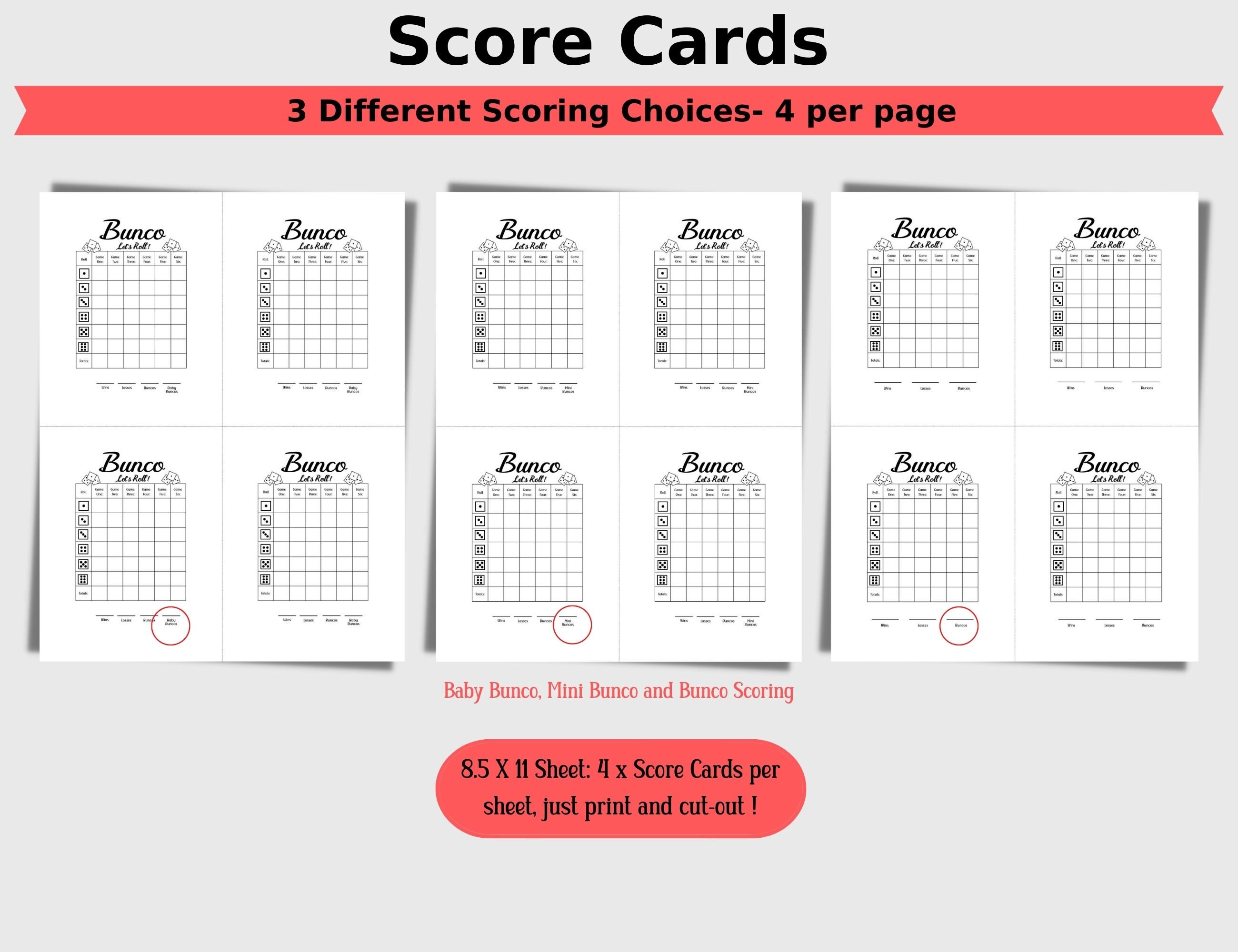 Bunco Game PDF Printable Bundle, Bunco Black and White Minimalist Theme ...