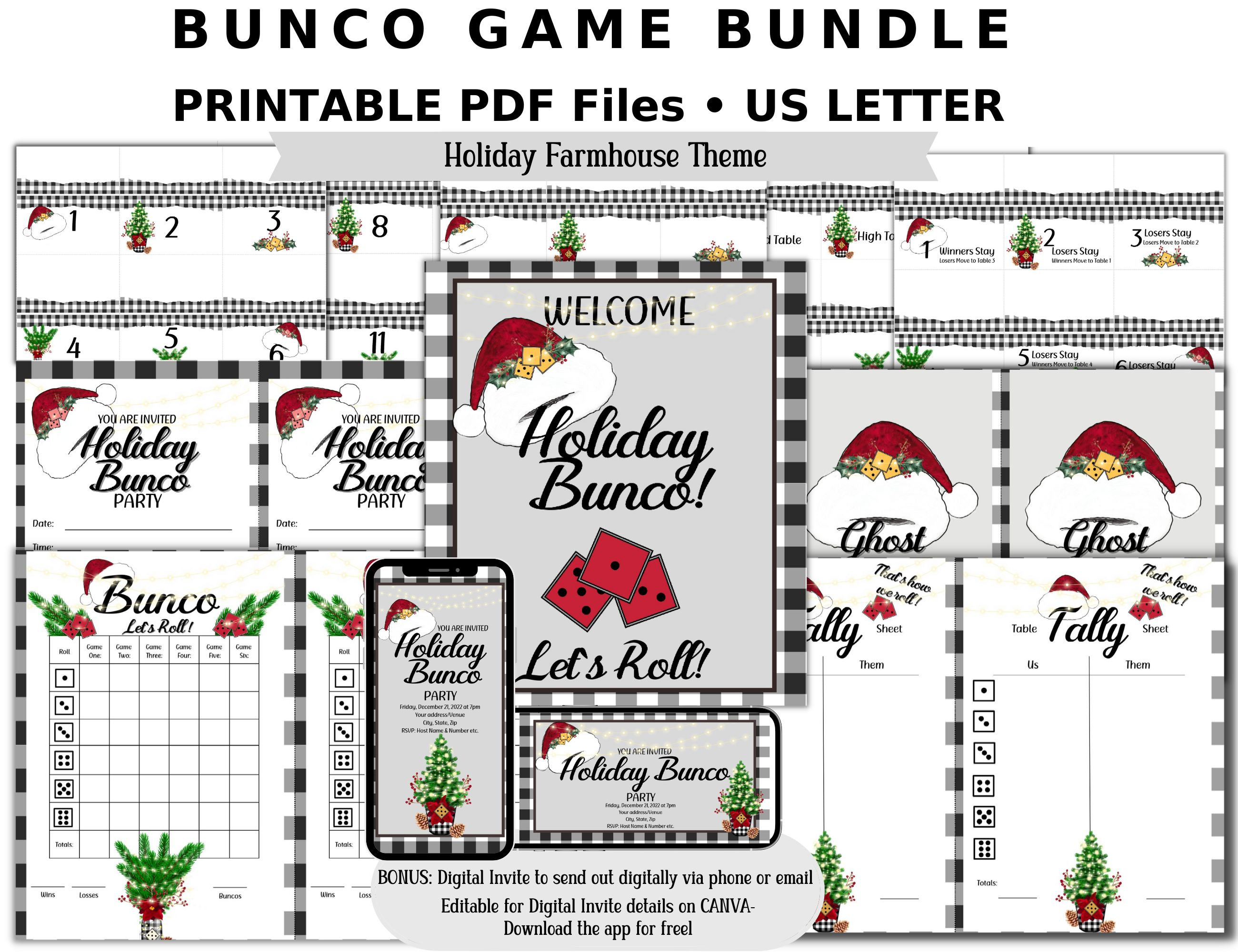 Holiday Bunco Bundle, Christmas Bunco, Holiday Bunco Score Cards, Bunco ...