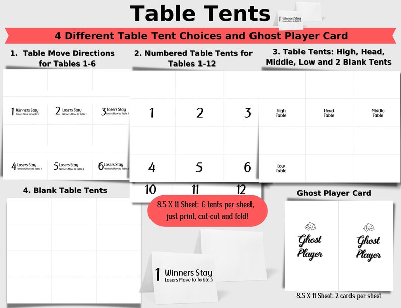 Bunco Game PDF Printable Bundle, Bunco Black and White Minimalist Theme ...