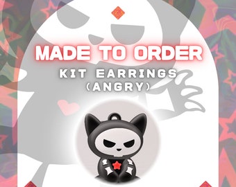 Made to Order: Skelanimals Kit the Cat (Angry) Earrings