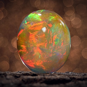 24,70 karaat Ethiopische melkwegopaal, ovale cabochon edelsteen