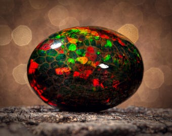 25.60 Ct Rare Ethiopian Black Opal Cabochon Oval | Natural  Loose Opal Gemstone (Honeycomb)