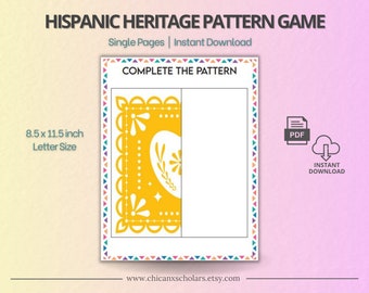Hispanic Heritage Pattern Worksheet | Latino History Fun Games | Fun Printable Game | Hispanic History Activity | Kids and Family Games