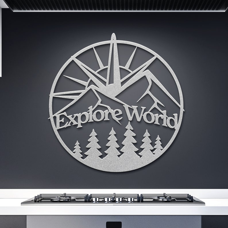Explore World Metal Wall Art Map Wall Art Metal Metal Mountains Wall