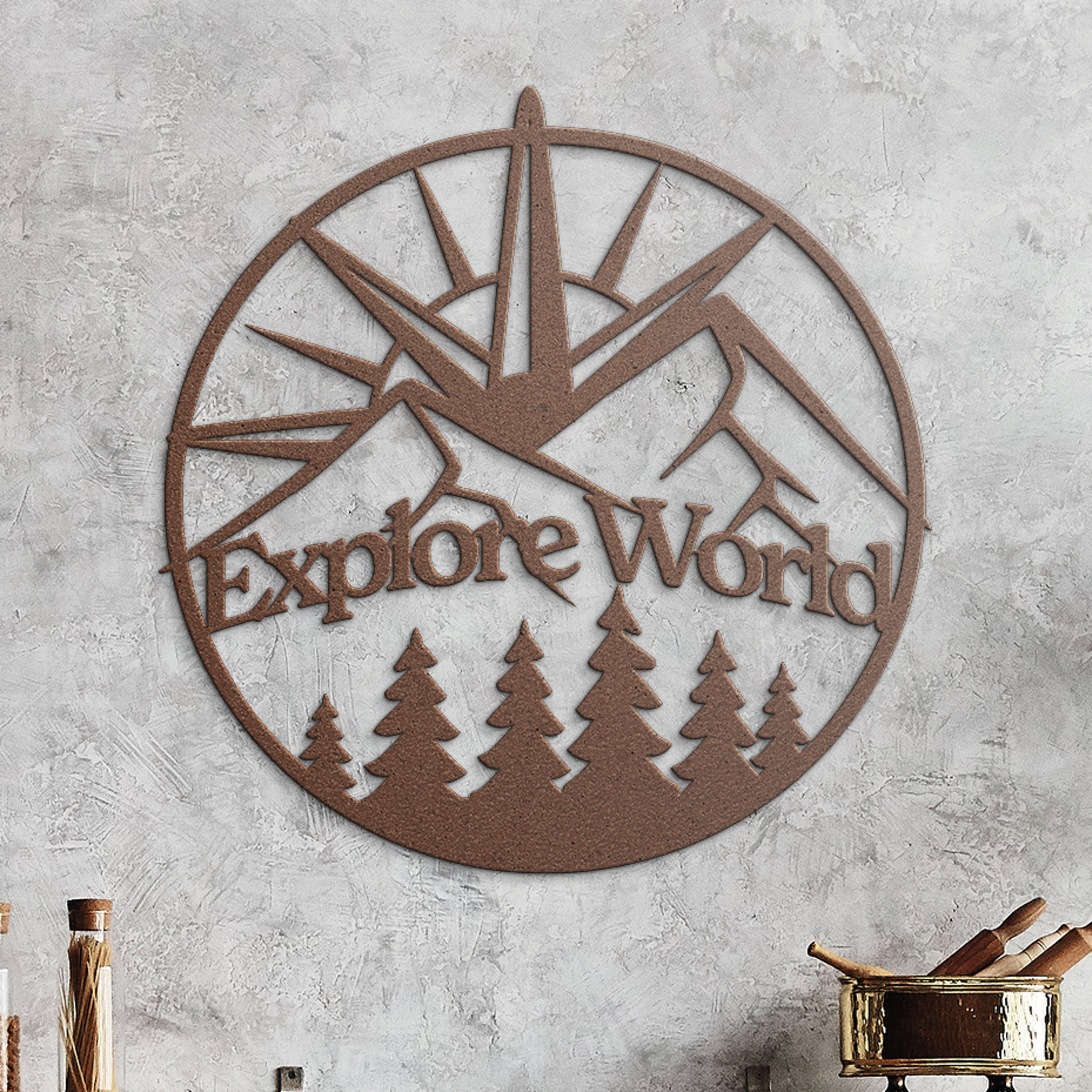 Explore World Metal Wall Art Map Wall Art Metal Metal Mountains Wall