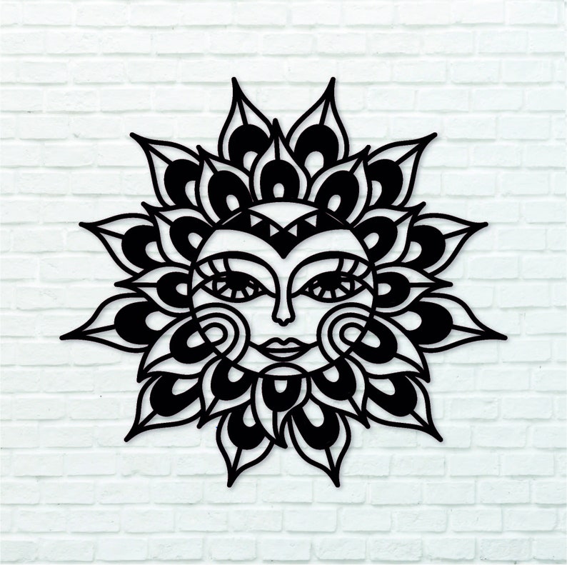 Sun Face Lady Celestial Metal Wall Art Yard Art Patio Etsy