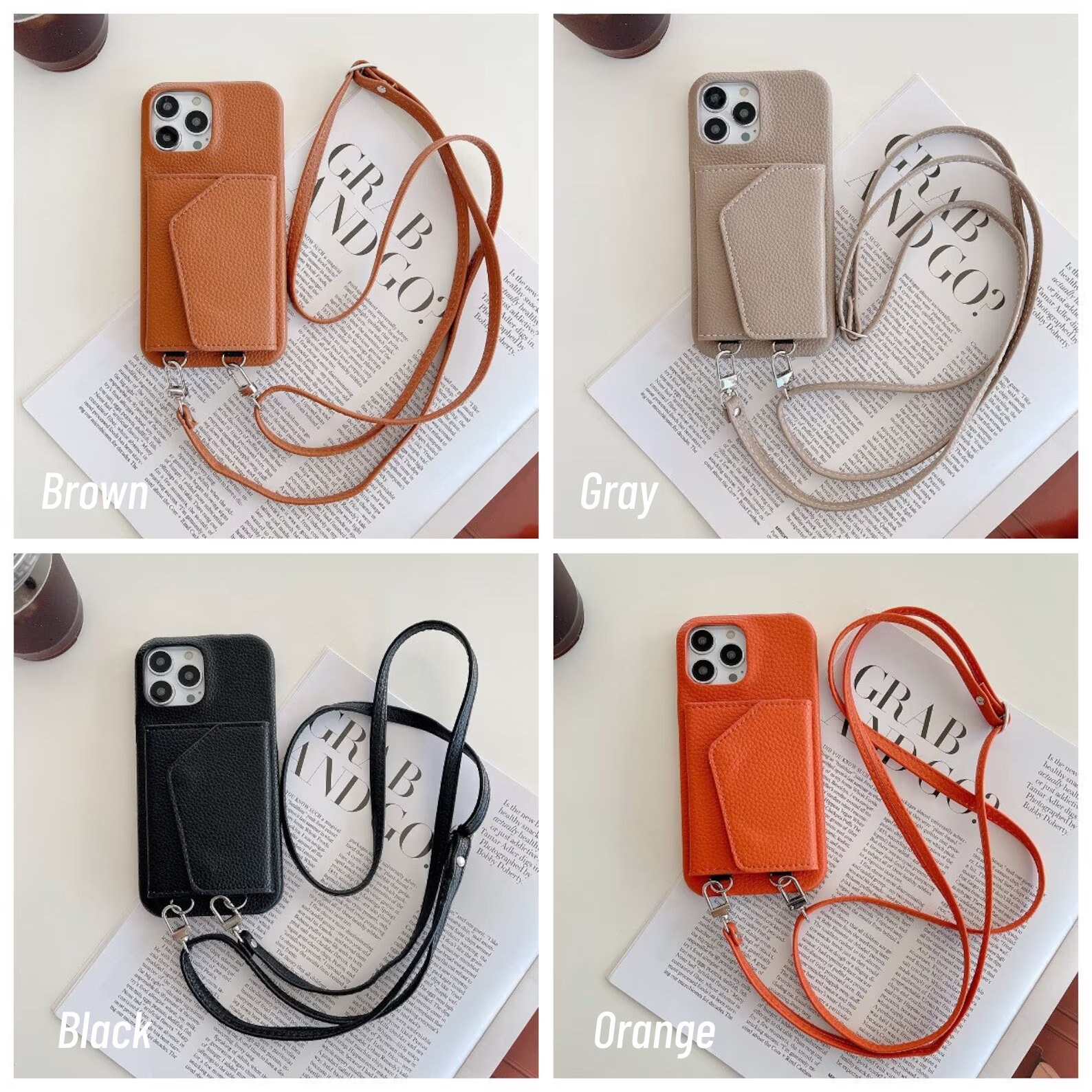 Crossbody Iphone Leather Case With Strap Detachable and Etsy