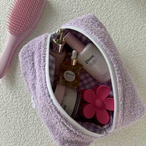 Makeup Pouch - Makeup Bag - Purple Terry Makeup Bag - Cosmetic Bag - Purple Makeup Bag - Travel Bag - Purple Cosmetic Pouch