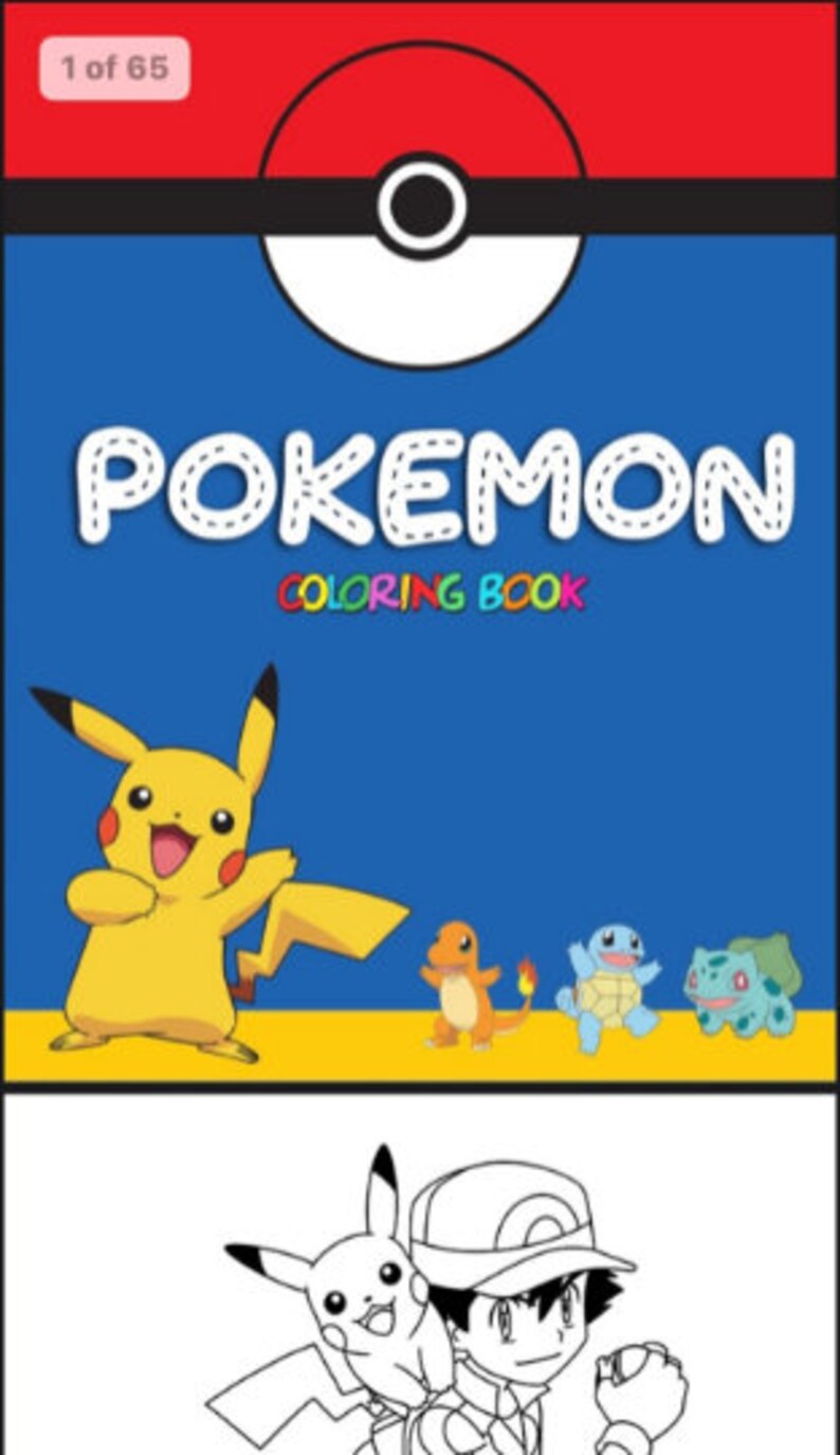Pokémon Colouring/coloring Pages Children's and Adults - Etsy