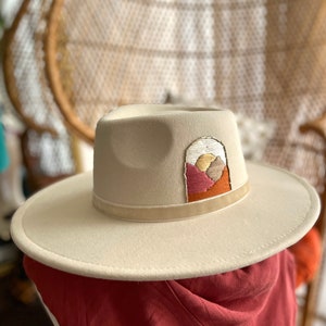 Hand Embroidered Hat//Beaded Desert