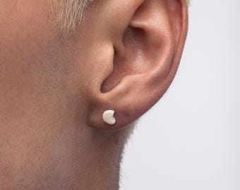 Moon Stud Earrings | Handmade Porcelain, Signature Glaze, Everyday Wear