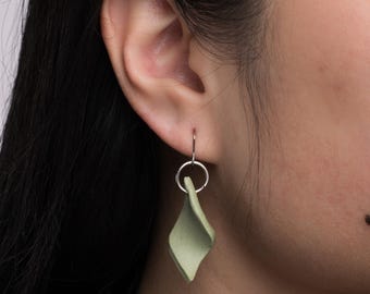 Mini Diamond Porcelain Dangle Earrings | Matcha Green | Lightweight porcelain earrings, handmade jewelry