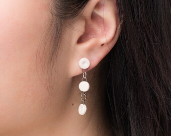 Drops | Snow | Handmade Porcelain Earrings, Lightweight earrings