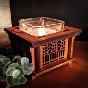 Square Votive Holder for Yankee Candle - Tree of Life ~ Art Deco or Frank Lloyd Wright Home ~ Craftsman Home