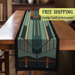 The Goldokien - Table Runner - Frank Lloyd Wright Inspired Art Deco - Gift For Mission Style homes - Gift for Architects - v2MWM