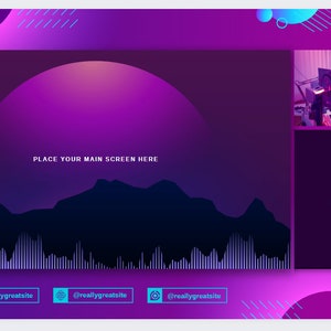 Twitch Stream Overlay - Purple Neon Gaming