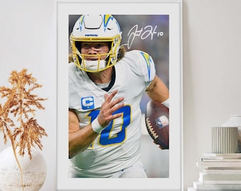 Justin Herbert Los Angeles Chargers poster / Justin Herbert poster LA Chargers wall art justin herbert autograph nfl poster chargers