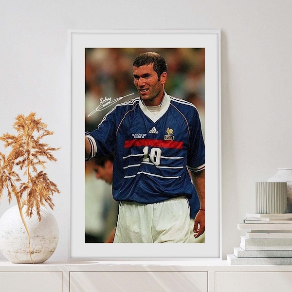 Zinedine Zidane poster | Zinedine Zidane France football soccer print PSG zidane wall art champions league