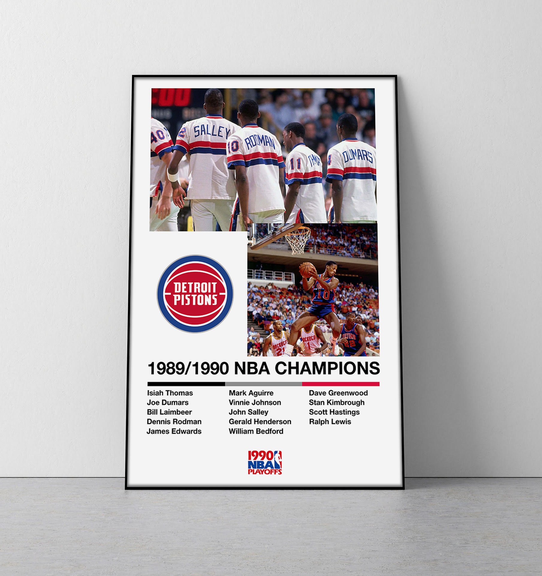 Detroit Pistons 1990 NBA Championship Poster Detroit Pistons Nba