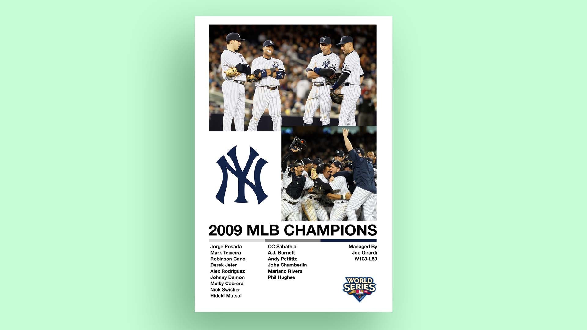 New York Yankees 2009 World Series Poster Yankees Mlb 