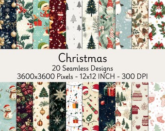 Christmas Seamless Patterns: Festive Digital Paper Set (Digital Download)