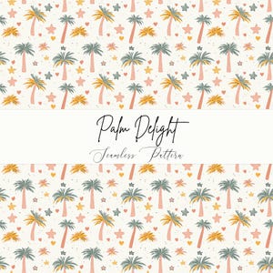Tropical Palm Tree Pattern: Boho Beach Clipart (12x12 PNG Digital Download