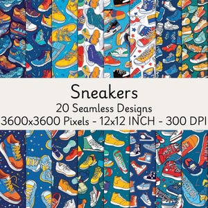 Sneakers Seamless Pattern: Urban Fashion Backgrounds (Digital Download)
